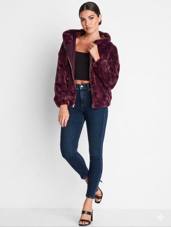 Streetwear Society Tops - Streetwear Society Deep Burgundy Fleece/bomber Hooded Jacket L P2P21 L24 As Is